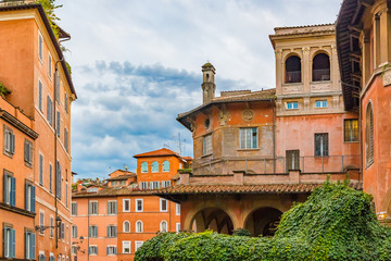 Street in Rome Italy with old buildings