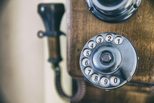 Numbers On Wooden Retro Telephone