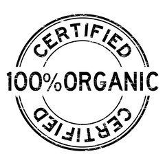 Sticker - Grunge black 100 % organic certified round rubber stamp