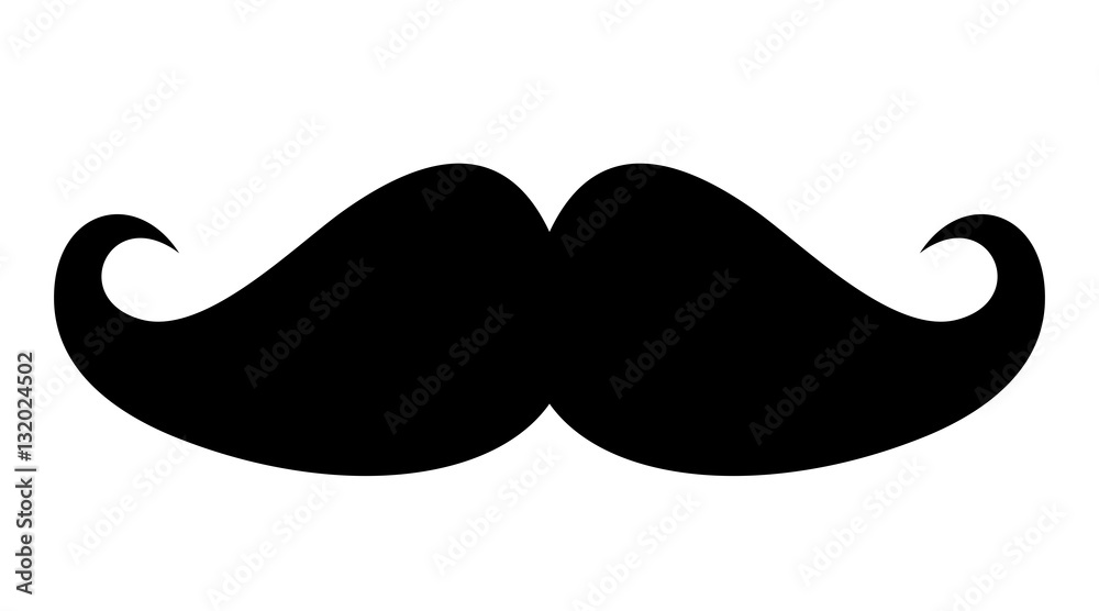 Black mustache vector shape icon - obrazy, fototapety, plakaty 