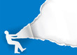 Man paper silhouette ripping Paper background.
Paper silhouette of man ripping blue paper background with place for your text or image. Vector available.