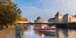 Berlin, Spree river in Autumn with touristic boat