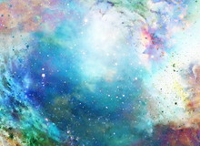 Cosmic Space And Stars, Color Cosmic Abstract Background.