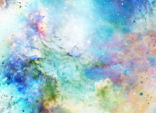Cosmic Space And Stars, Color Cosmic Abstract Background.