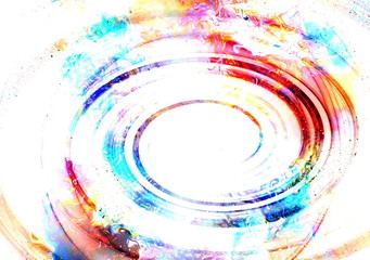 Poster - centripetal circle shapes on abstract colorful cosmic backgroung.