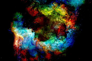 Poster - Cosmic space and stars, color cosmic abstract background. Fire effect in space.