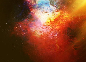 Poster - Cosmic space and stars, color cosmic abstract background. Fire effect in space.