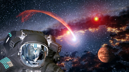 Wall Mural - astronaut planet mars spaceman helmet ufo space martian alien et extraterrestrial. elements of this 