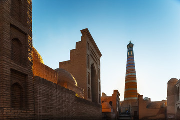 Wall Mural - Oriental buildings in the city of Itchan Kala. Khiva, Uzbekistan