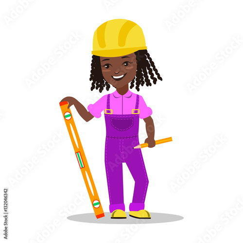 Girl builder character vector illustration Stock Vector | Adobe Stock