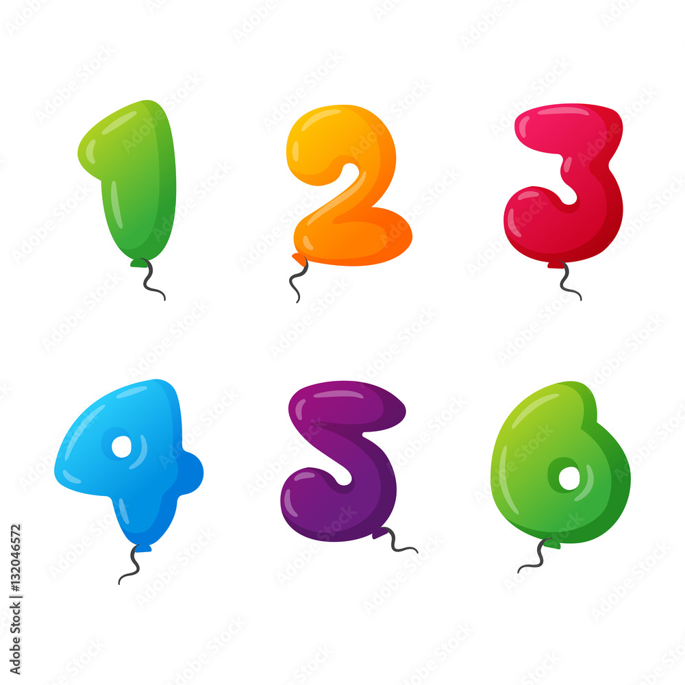 Balloon numbers vector set.