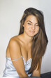 © zvkate - beautiful girl with long hair laughing, she lowered strap