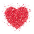Red heart / Vector illustration, background with abstract heart, glitter, confetti