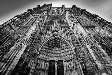 Strasbourg cathedral black and white view