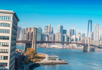 Sticker - Brooklyn Bridge Park and Manhattan skyline from Manhattan Bridge