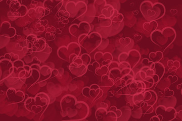 Wall Mural - Abstract red hearts bokeh background

