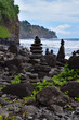 Balanced rocks at the Polulu black sand beach, Kohala coast, Big Island, Hawaii