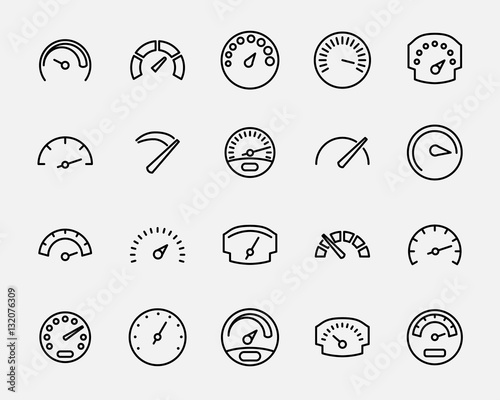 Fotomural Set of speedometer icons