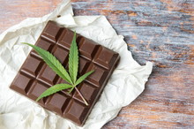 Marijuana Leaves On Top Of Chocolate