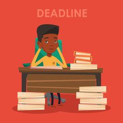 Poster - Business man having problem with deadline.