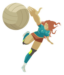 volleyball girl player blocking the ball