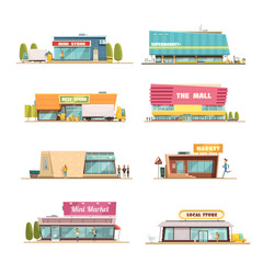 Wall Mural - Store Buildings Set