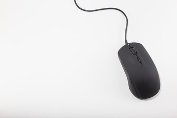 black computer mouse on white background