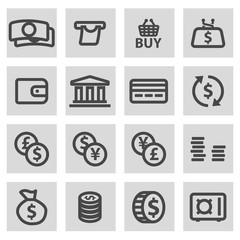 Sticker - Vector line money icons set