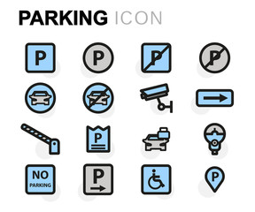 Canvas Print - Vector flat parking icons set