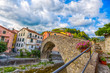 Picturesque Italian town of Varese Ligure, La Spezia with the Roman bridge, Italy