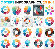 Vector Circle Arrows Infographic, Cycle Diagram, Graph, Presentation Chart. Business Concept With 7 Options, Parts, Steps, Processes.