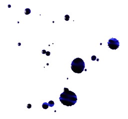 blue ink splashes isolated on white, with clipping path