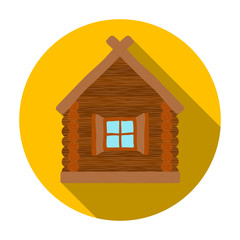 Wall Mural - Wooden house icon in flat style isolated on white background. Russian country symbol stock vector illustration.