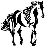 Fototapeta Konie - mustang horse black and white vector design