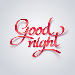 Wall Mural - Red ribbon of goodnight calligraphy hand lettering