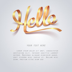 Canvas Print - Gold ribbon of Hello calligraphy hand lettering