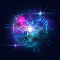 Sacred geometry symbols and elements background. Alchemy, religi