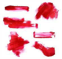 Set Of Red Paint Strokes