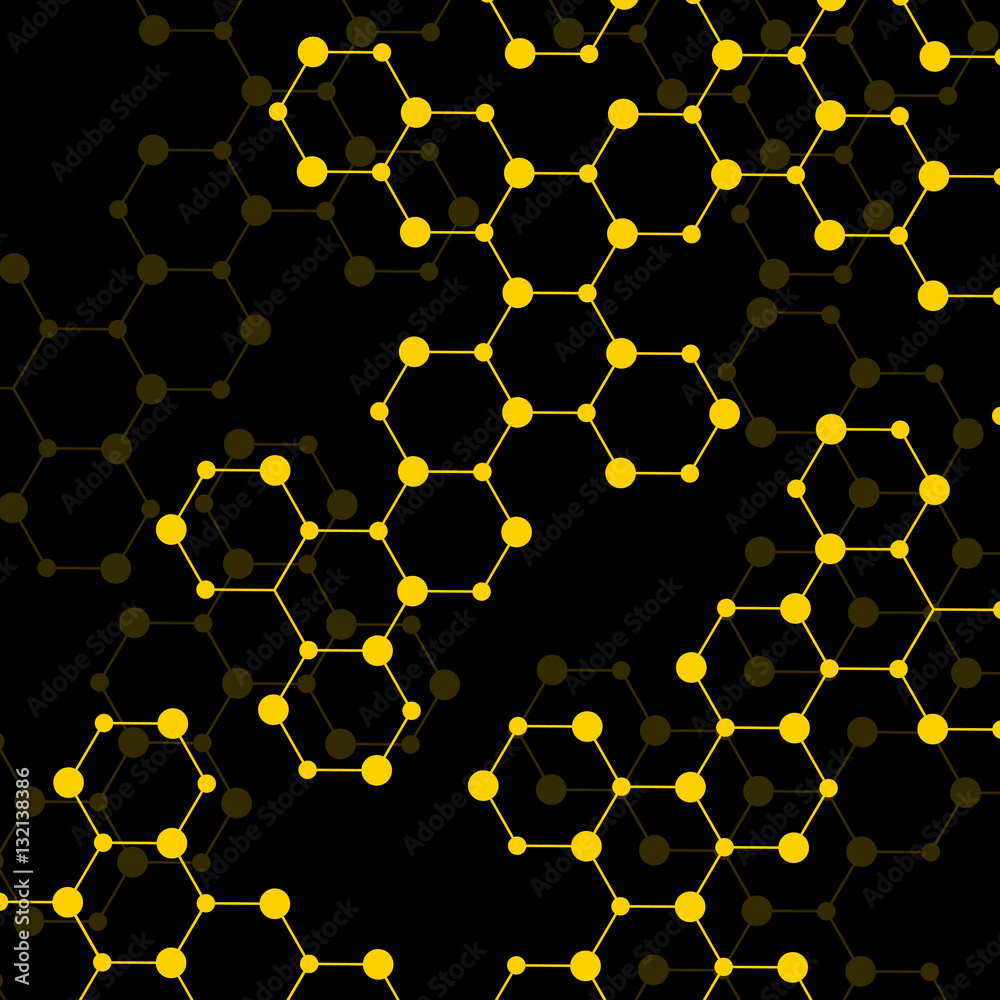 Hexagonal molecule structure of DNA. Geometric abstract background ...