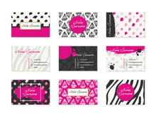 Set Of Business Cards With Hand Drawn Elements