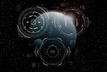 Head-up display elements for the Spaceship interface. Futuristic user interface. HUD elements for web and app interfaces.