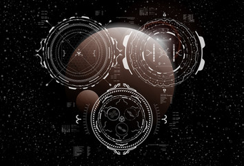 Poster - Head-up display elements for the Spaceship interface. Futuristic user interface. HUD elements for web and app interfaces.