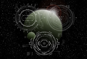 Poster - Head-up display elements for the Spaceship interface. Futuristic user interface. HUD elements for web and app interfaces.