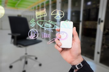 Poster - Composite image of digital marketing doodle 3d
