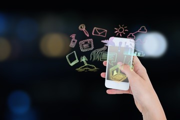 Poster - Composite image of hand showing smartphone 3d 