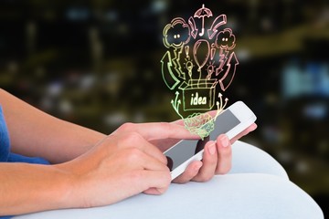 Poster - Composite image of woman using mobile phone 3d