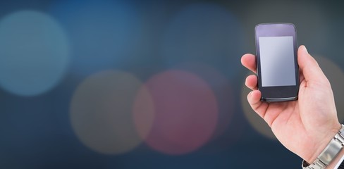 Poster - Composite image of hand of a businessman holding mobile phone 3d