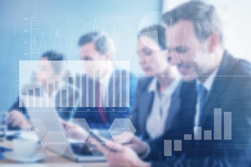 Poster - Composite image of business interface with graphs and data