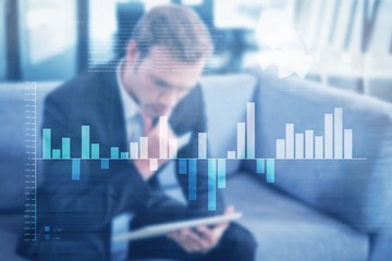 Poster - Composite image of business interface with graphs and data