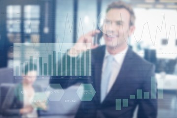 Poster - Composite image of business interface with graphs and data